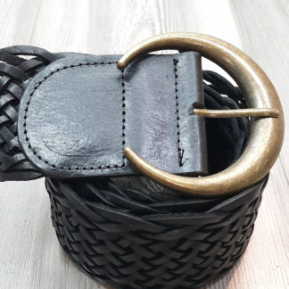 ceinture cuir tressée femme de style ceinture bohème chic boucle en forme de lune ceinture en cuir noir longueur 105 cm