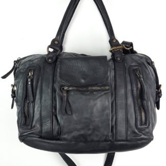 sac en cuir femme vintage coloris noir multi rangements et spacieux bandoulière amovible et ajustable peut se porter en sac à main style sac besace