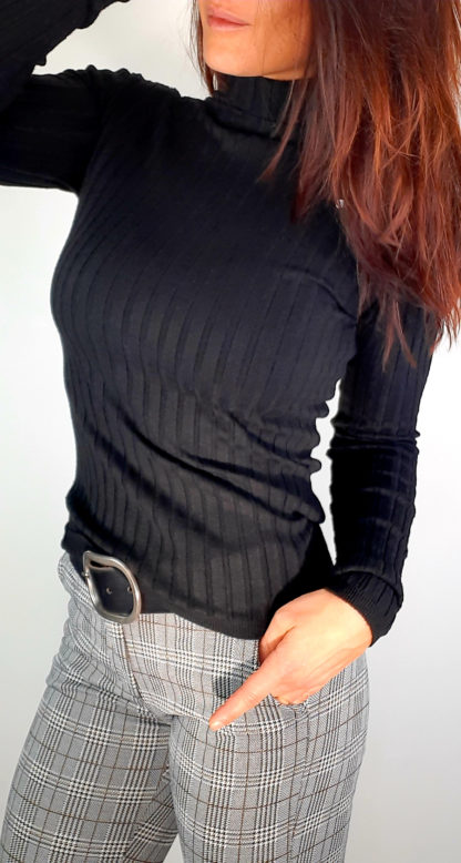 pull chaussette femme viscose manches longues col roulé coloris noir taille unique