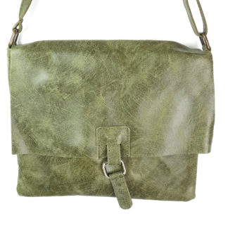 sac à main de ville forme pochette bandoulière vert kaki . tendance et intemporel à rabat et fermeture zippée intérieure