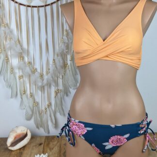 bikini plage emboitant orange coussinet amovibles orange clair culotte classique lacet hanches ajustables classique