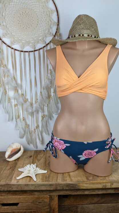 bikini plage emboitant orange coussinet amovibles orange clair culotte classique lacet hanches ajustables classique