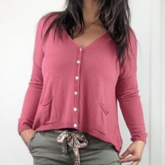gilet femme fluide avec boutons se porte oversize taille unique deux poches devant coloris rose