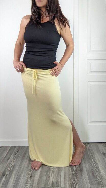 jupe longue fendue femme jaune taille unique fluide