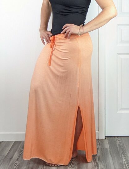 jupe longue fendue de couleur orange fluide taille unique