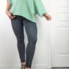 pull femme asymétrique vert pomme taille unique grosse maille fluide