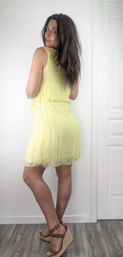 robe soie jaune courte été taille unique