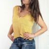 top femme été coupe fluide couleur moutarde taille unique
