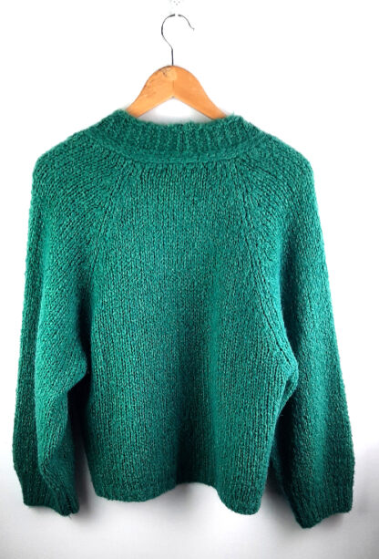 Gilet laine femme vert feuille taille unique ouvert style veste