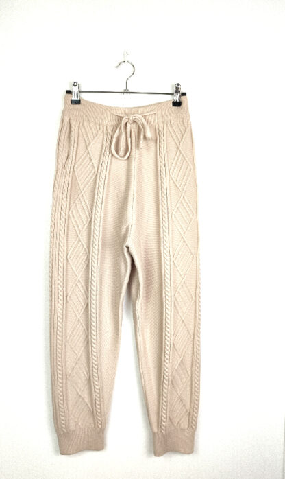 pantalon laine femme coloris beige style jogging d'intérieur femme taille unique maille torsadée