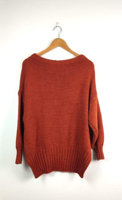 pull femme oversize en grosse maille orange manches longues coupe loose