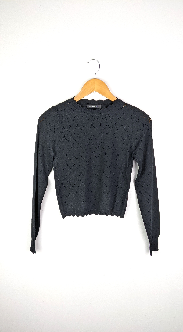 Pull col rond noir, manches longues